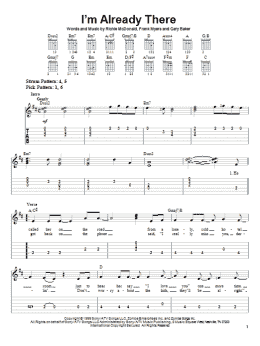 page one of I'm Already There (Easy Guitar Tab)