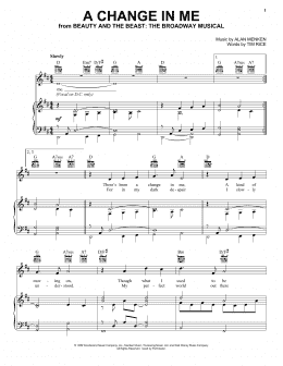 page one of A Change In Me (from Beauty and the Beast: The Musical) (Piano & Vocal)