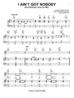 page one of I Ain't Got Nobody (And Nobody Cares For Me) (Piano, Vocal & Guitar Chords (Right-Hand Melody))