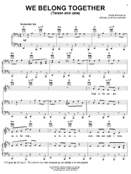 page one of We Belong Together (Tarzan And Jane) (Piano, Vocal & Guitar Chords (Right-Hand Melody))