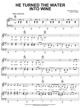 page one of He Turned The Water Into Wine (Piano, Vocal & Guitar Chords (Right-Hand Melody))