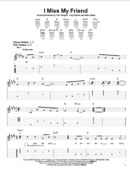 page one of I Miss My Friend (Easy Guitar Tab)