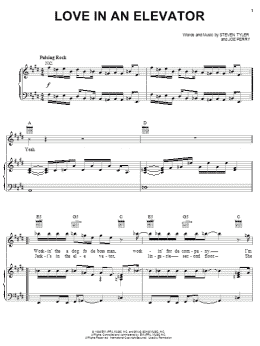 page one of Love In An Elevator (Piano, Vocal & Guitar Chords (Right-Hand Melody))