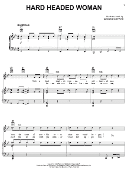 page one of Hard Headed Woman (Piano, Vocal & Guitar Chords (Right-Hand Melody))