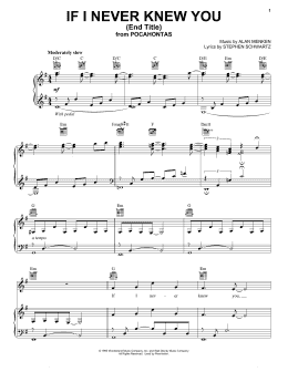 page one of If I Never Knew You (End Title) (from Pocahontas) (Piano, Vocal & Guitar Chords (Right-Hand Melody))