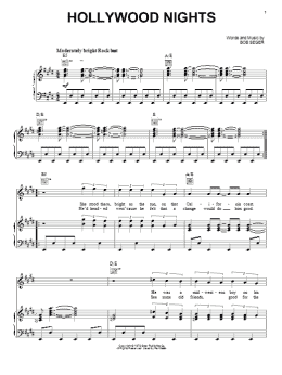 page one of Hollywood Nights (Piano, Vocal & Guitar Chords (Right-Hand Melody))