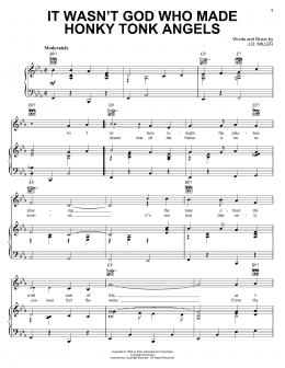 page one of It Wasn't God Who Made Honky Tonk Angels (Piano, Vocal & Guitar Chords (Right-Hand Melody))