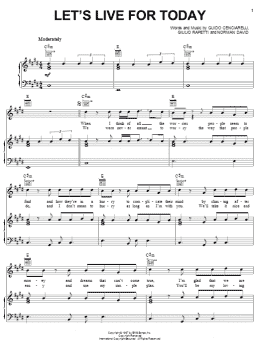 page one of Let's Live For Today (Piano, Vocal & Guitar Chords (Right-Hand Melody))