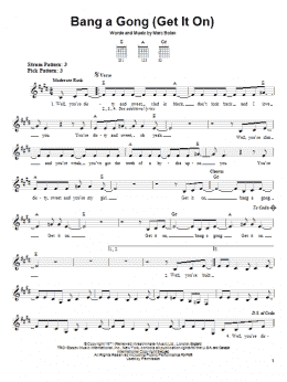 page one of Bang A Gong (Get It On) (Easy Guitar)