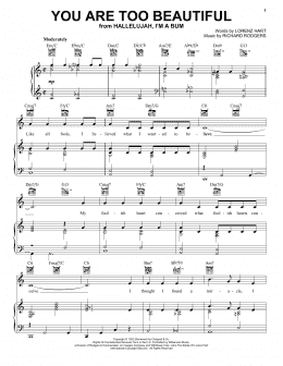 page one of You Are Too Beautiful (Piano, Vocal & Guitar Chords (Right-Hand Melody))