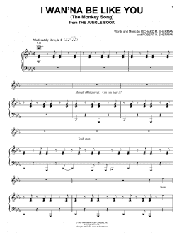 page one of I Wan'na Be Like You (The Monkey Song) (from The Jungle Book) (Piano, Vocal & Guitar Chords (Right-Hand Melody))