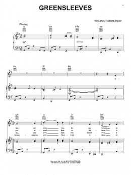 page one of Greensleeves (Piano, Vocal & Guitar Chords (Right-Hand Melody))