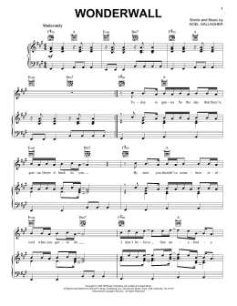 page one of Wonderwall (Piano, Vocal & Guitar Chords (Right-Hand Melody))