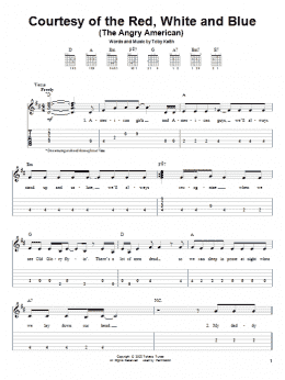 page one of Courtesy Of The Red, White And Blue (The Angry American) (Easy Guitar Tab)