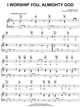 page one of I Worship You, Almighty God (Piano, Vocal & Guitar Chords (Right-Hand Melody))