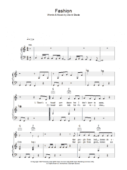 page one of Fashion (Piano, Vocal & Guitar Chords)