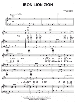 page one of Iron Lion Zion (Piano, Vocal & Guitar Chords (Right-Hand Melody))