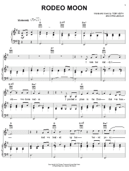 page one of Rodeo Moon (Piano, Vocal & Guitar Chords (Right-Hand Melody))