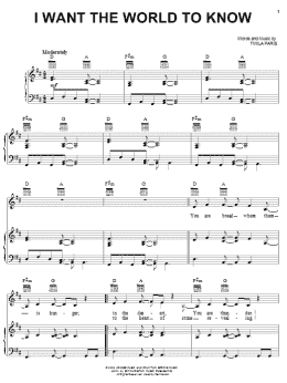 page one of I Want The World To Know (Piano, Vocal & Guitar Chords (Right-Hand Melody))
