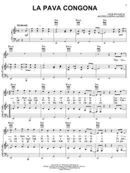 page one of La Pava Congona (Piano, Vocal & Guitar Chords (Right-Hand Melody))