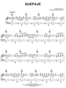page one of Guepaje (Piano, Vocal & Guitar Chords (Right-Hand Melody))
