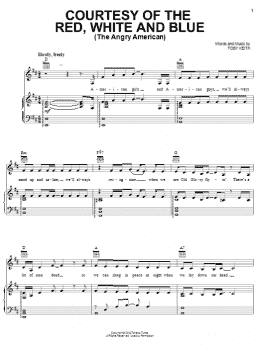 page one of Courtesy Of The Red, White And Blue (The Angry American) (Piano, Vocal & Guitar Chords (Right-Hand Melody))