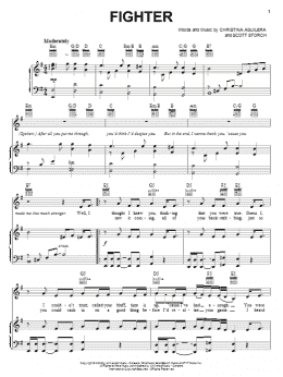 page one of Fighter (Piano, Vocal & Guitar Chords (Right-Hand Melody))