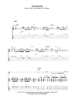 page one of Somebody (Guitar Tab)