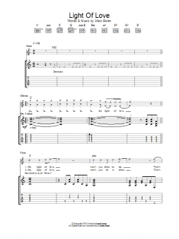 page one of Light Of Love (Guitar Tab)
