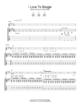 page one of I Love To Boogie (Guitar Tab)