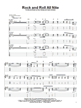 page one of Rock And Roll All Nite (Guitar Tab)