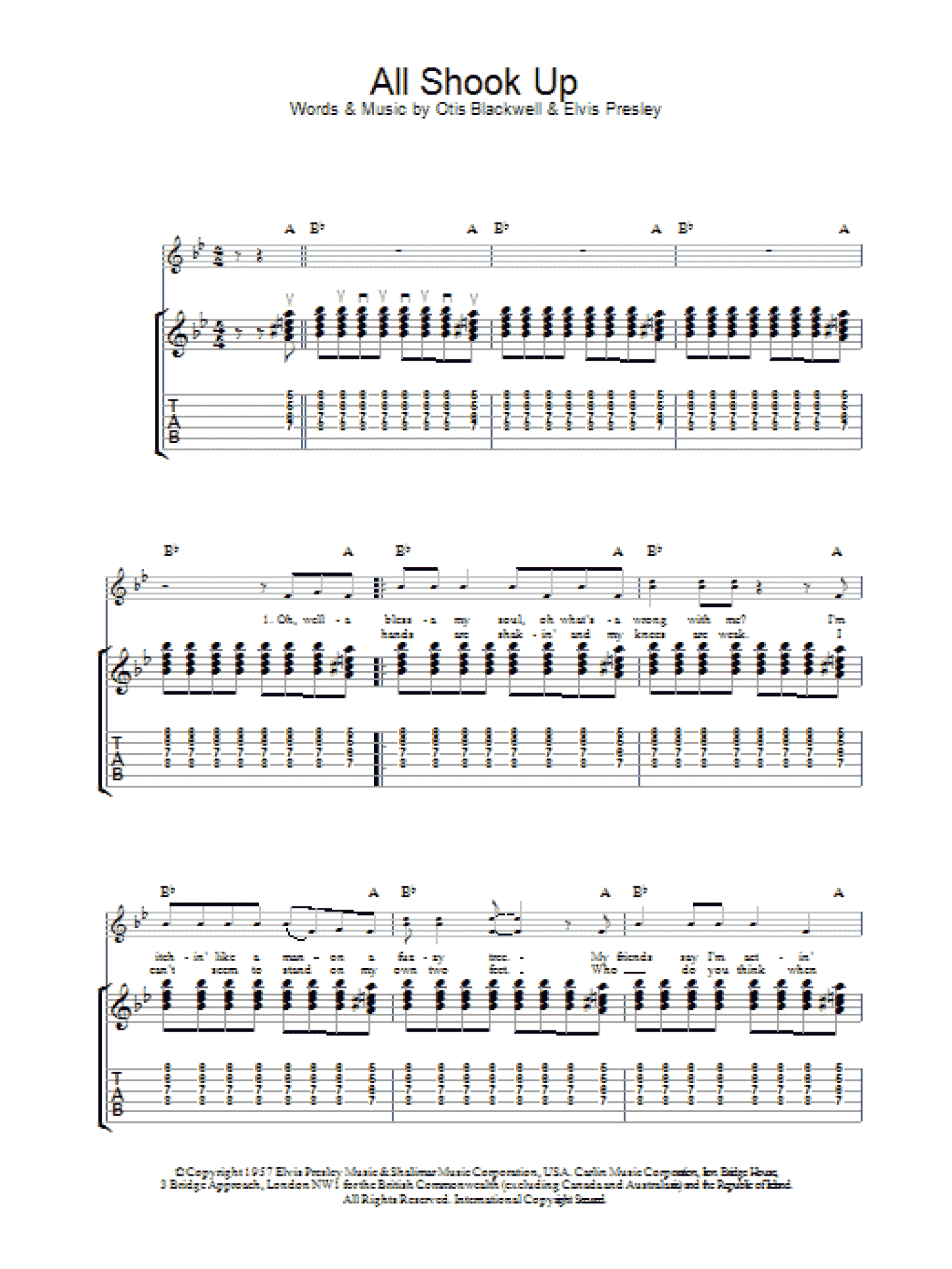 All Shook Up (Guitar Tab)