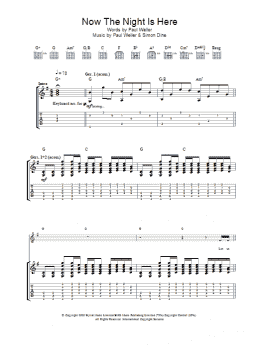 page one of Now The Night Is Here (Guitar Tab)
