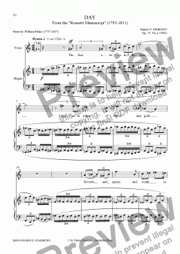 page one of FEARFUL SYMMETRY (Blake) op32/4. Day.  Voice, organ