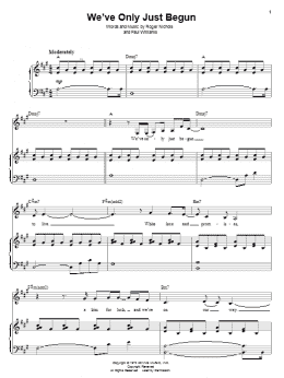page one of We've Only Just Begun (Piano & Vocal)