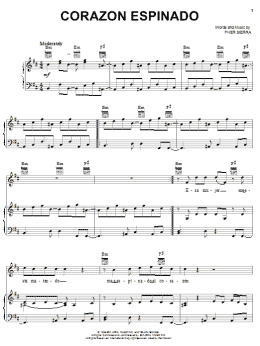 page one of Corazon Espinado (Piano, Vocal & Guitar Chords (Right-Hand Melody))