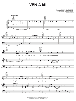 page one of Ven A Mi (Piano, Vocal & Guitar Chords (Right-Hand Melody))