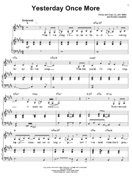 page one of Yesterday Once More (Piano & Vocal)