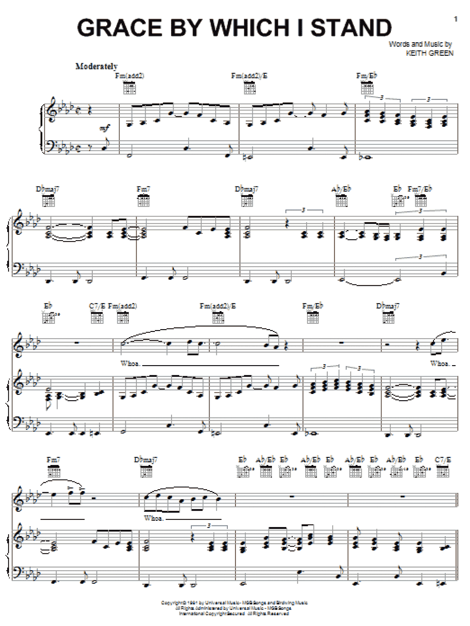 Grace By Which I Stand (Piano, Vocal & Guitar Chords (Right-Hand Melody))