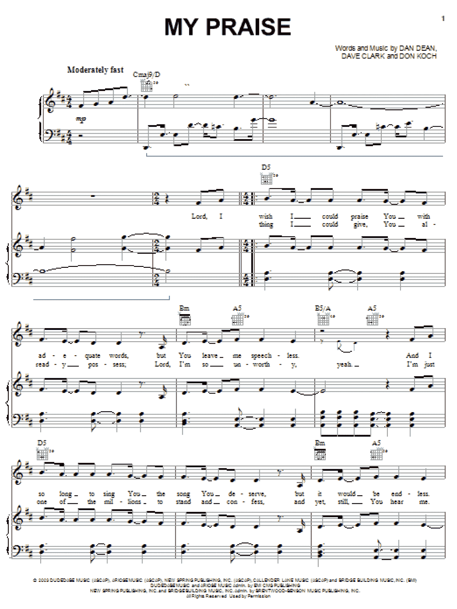 My Praise (Piano, Vocal & Guitar Chords (Right-Hand Melody))