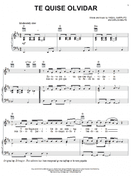 page one of Te Quise Olvidar (Piano, Vocal & Guitar Chords (Right-Hand Melody))
