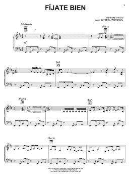 page one of Fijate Bien (Piano, Vocal & Guitar Chords (Right-Hand Melody))