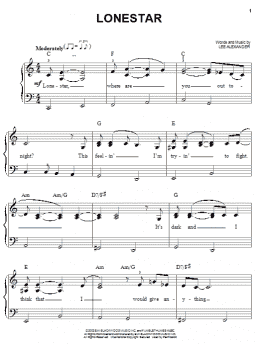 page one of Lonestar (Easy Piano)
