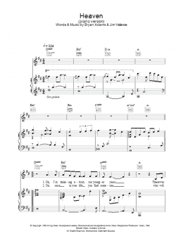 page one of Heaven (piano version) (Piano, Vocal & Guitar Chords)