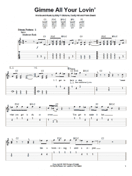 page one of Gimme All Your Lovin' (Easy Guitar Tab)
