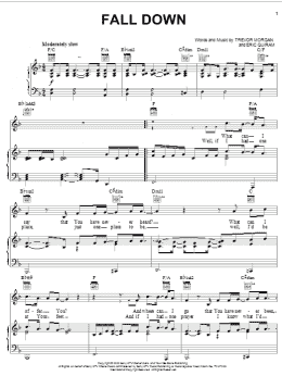 page one of Fall Down (Piano, Vocal & Guitar Chords (Right-Hand Melody))