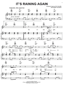 page one of It's Raining Again (Piano, Vocal & Guitar Chords (Right-Hand Melody))