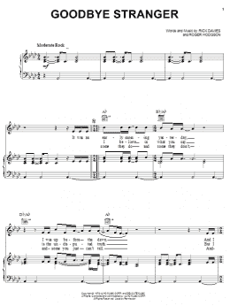page one of Goodbye Stranger (Piano, Vocal & Guitar Chords (Right-Hand Melody))