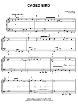 page one of Caged Bird (Easy Piano)