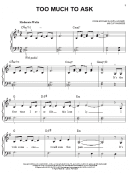 page one of Too Much To Ask (Easy Piano)